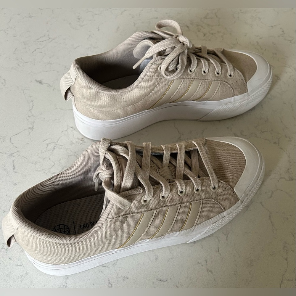Adidas Women’s Bravada 2.0 Platform Wonder Beige Canvas Sneaker - Picture 5 of 15